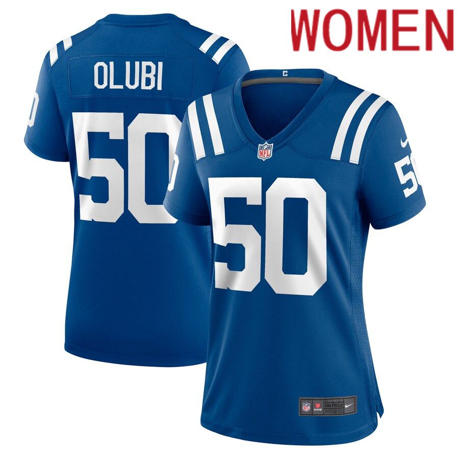 Women Indianapolis Colts #50 Segun Olubi Nike Royal Game Player NFL Jersey